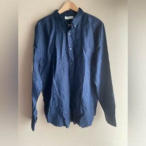 New Everlane Men Blue Button Up Shirt Size XL